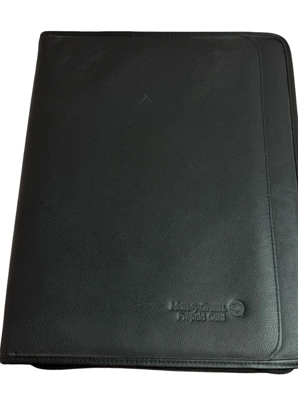 Leather Notepad Portfolio Organizer Zip Folder Black Money Gram Leeds Padfolio